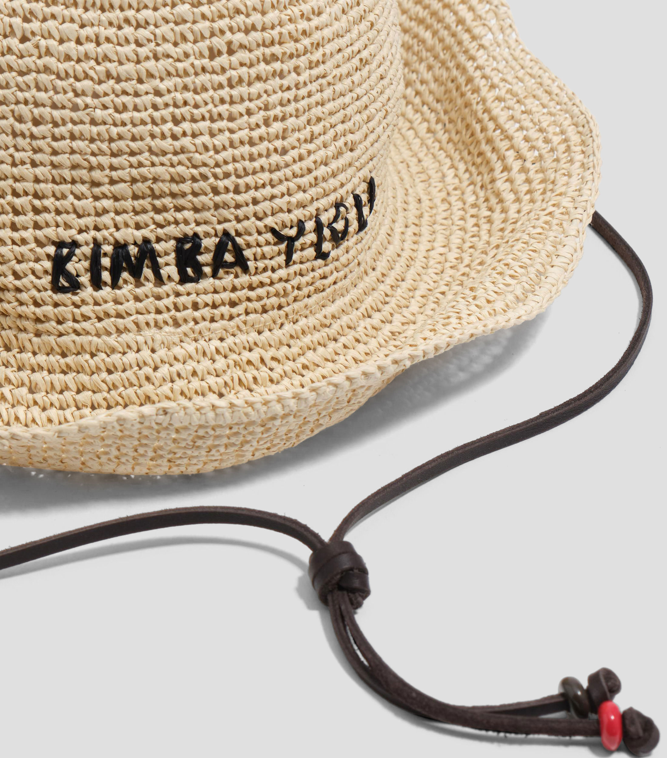 Gorro rafia papel natural con piel Mujer